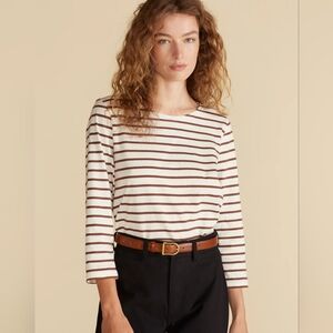 Amour Vert Francoise Organic Cotton Striped Women's Boatneck Top NWT